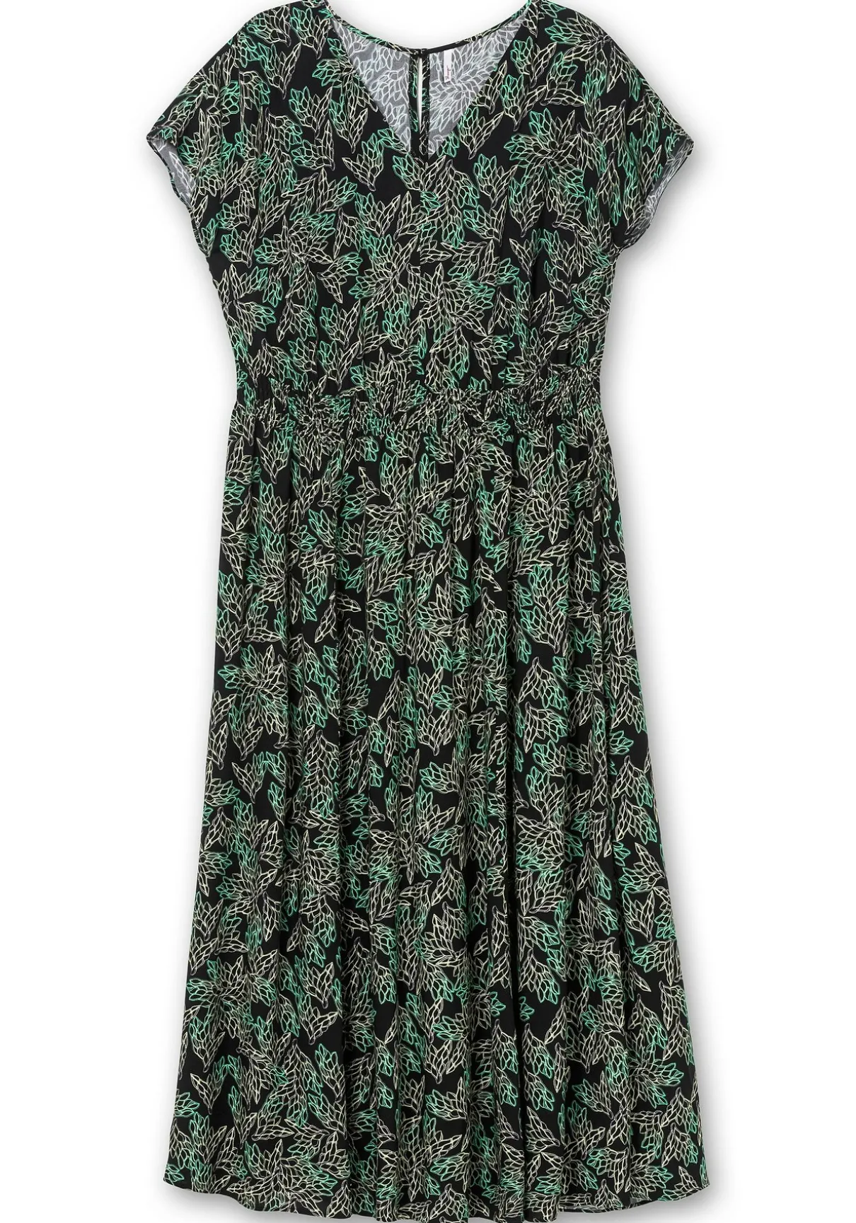 Maxikleid mit Alloverdruck und gesmokter Taille