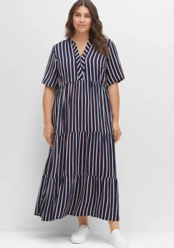Maxikleid mit Alloverstreifen, weich fließend