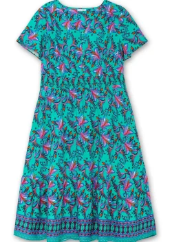 Maxikleid mit Blumendruck und Taillen-Smokbund