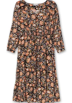 Maxikleid mit Blumenprint und gesmokter Taille