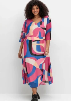 Maxikleid mit Grafikprint, im Lagenlook