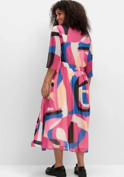 Maxikleid mit Grafikprint, im Lagenlook