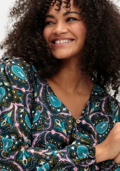 Maxikleid mit Paisleyprint und Taillen-Smokbund