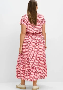 Maxikleid mit Smokbund und Grafikprint