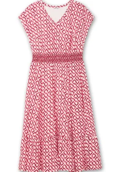 Maxikleid mit Smokbund und Grafikprint