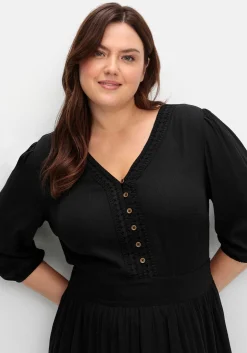 Maxikleid mit Volant, in Crinkle-Qualität