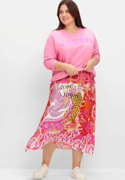 Maxirock im Mustermix, aus Viskose-Satin