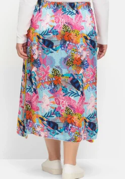 Maxirock im Mustermix, aus Viskose-Satin