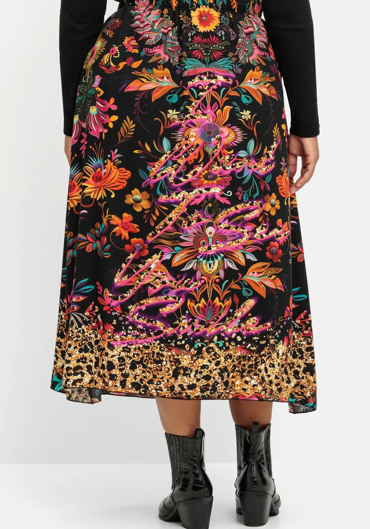 Maxirock mit floralem Print, aus Viskose-Satin