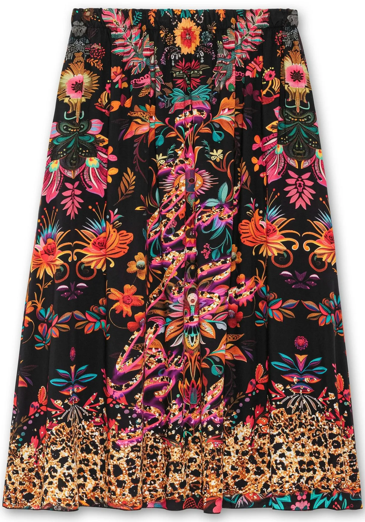 Maxirock mit floralem Print, aus Viskose-Satin