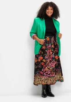 Maxirock mit floralem Print, aus Viskose-Satin