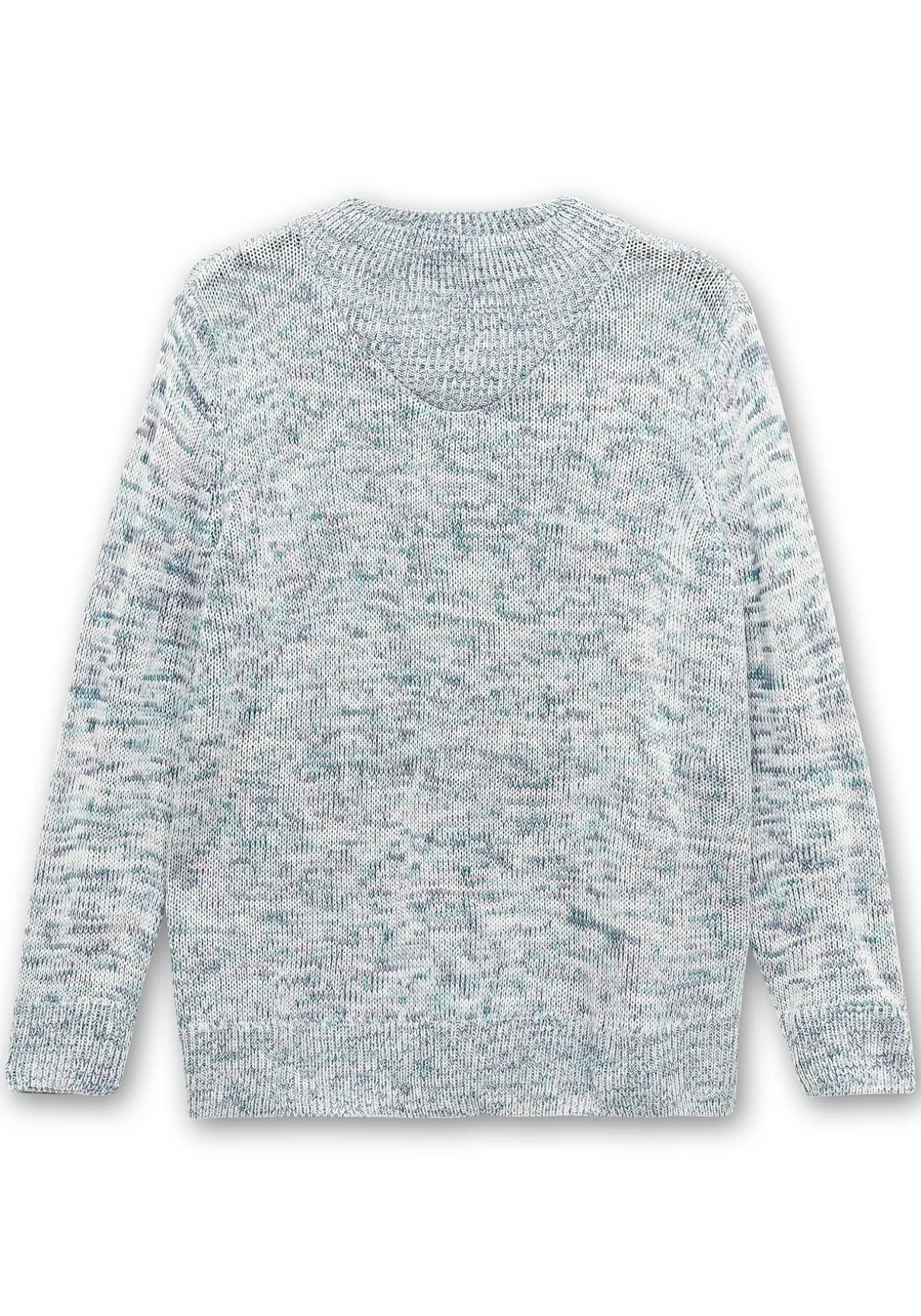 Melierter Strickpullover mit V-Einsatz