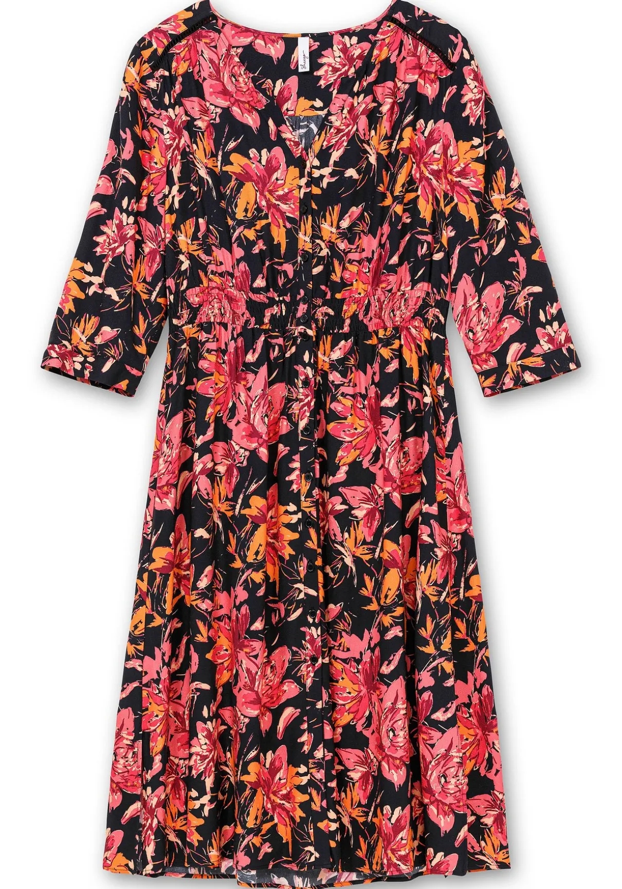 Midikleid aus Crêpe, mit Blumendruck