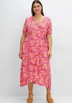Midikleid in Wickeloptik, mit Blümchenprint