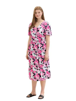 Midikleid mit Blumenprint und Bindeband