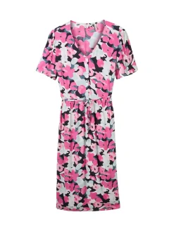 Midikleid mit Blumenprint und Bindeband