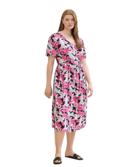 Midikleid mit Blumenprint und Bindeband