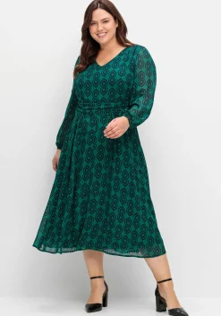 Midikleid mit Grafikdruck, aus Georgette