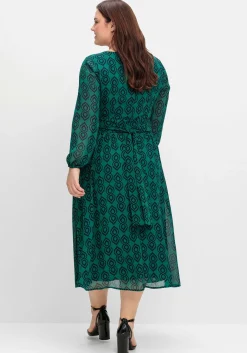 Midikleid mit Grafikdruck, aus Georgette