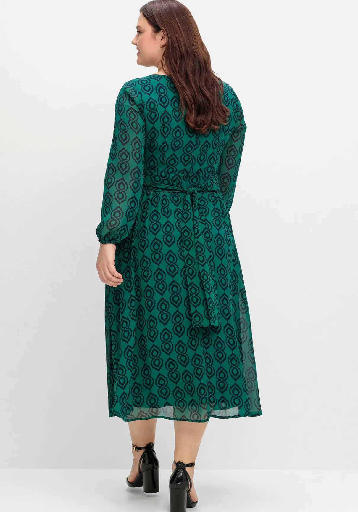 Midikleid mit Grafikdruck, aus Georgette