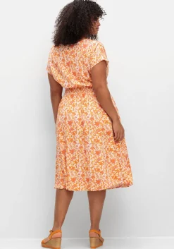 Midikleid mit Smokbund und weitem Rock