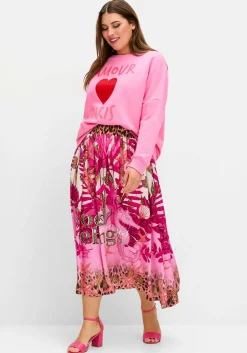 Midirock im Mustermix, mit Gummizugbund