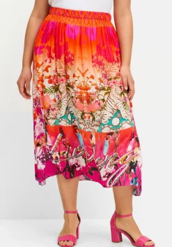 Midirock mit Multicolorprint und Gummizugbund