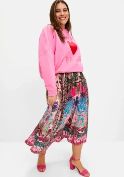 Midirock mit Tropical-Alloverprint