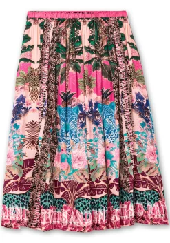 Midirock mit Tropical-Alloverprint