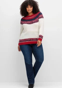 Norwegerpullover im Jacquardstrick, mit Raglanärmeln