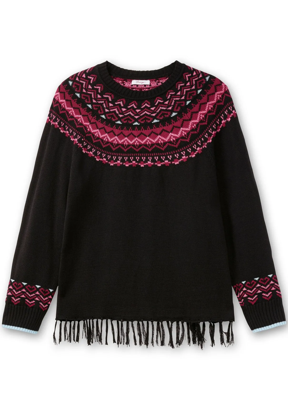 Norwegerpullover mit Fransen am Saum