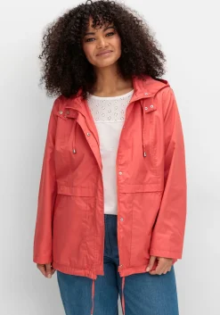 Outdoorjacke mit Kapuze und Stehkragen