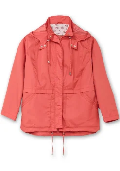 Outdoorjacke mit Kapuze und Stehkragen