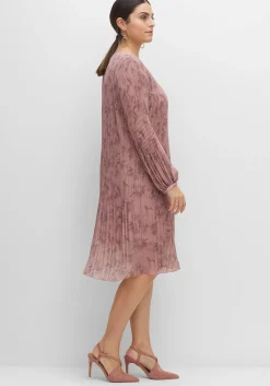 Plissiertes Chiffonkleid mit Alloverdruck
