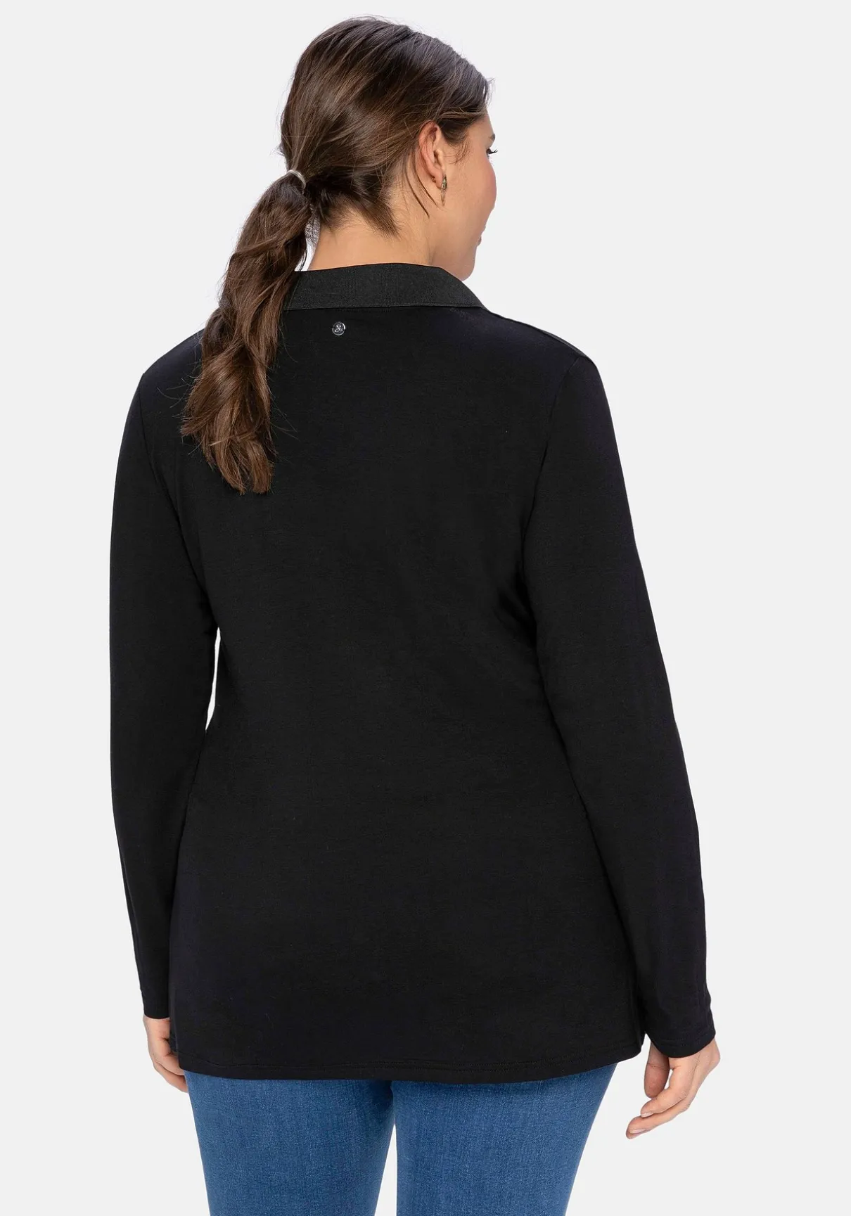 Poloshirt mit langem Arm, aus Viskosejersey