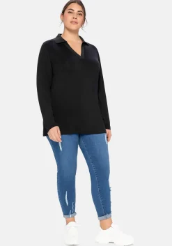 Poloshirt mit langem Arm, aus Viskosejersey