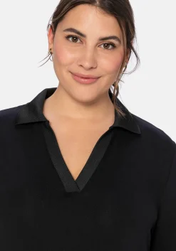 Poloshirt mit langem Arm, aus Viskosejersey