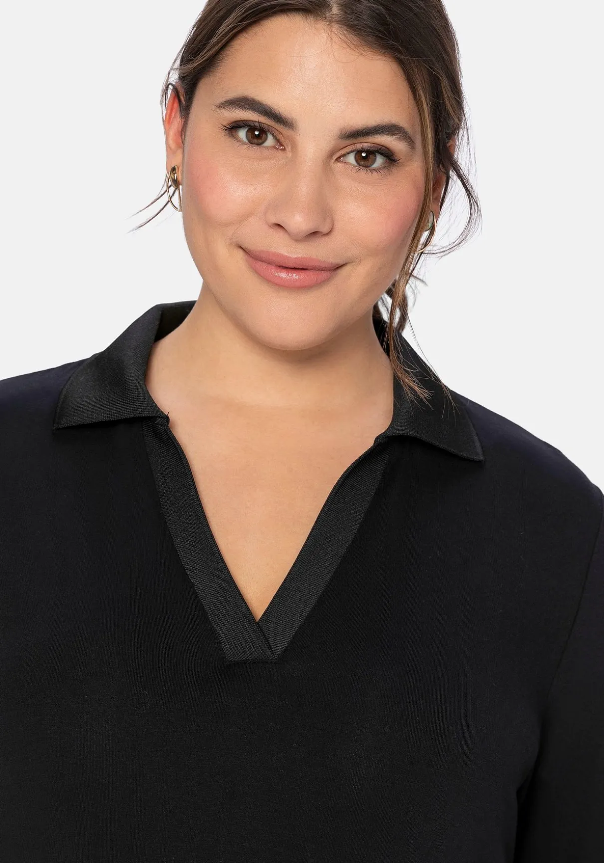 Poloshirt mit langem Arm, aus Viskosejersey