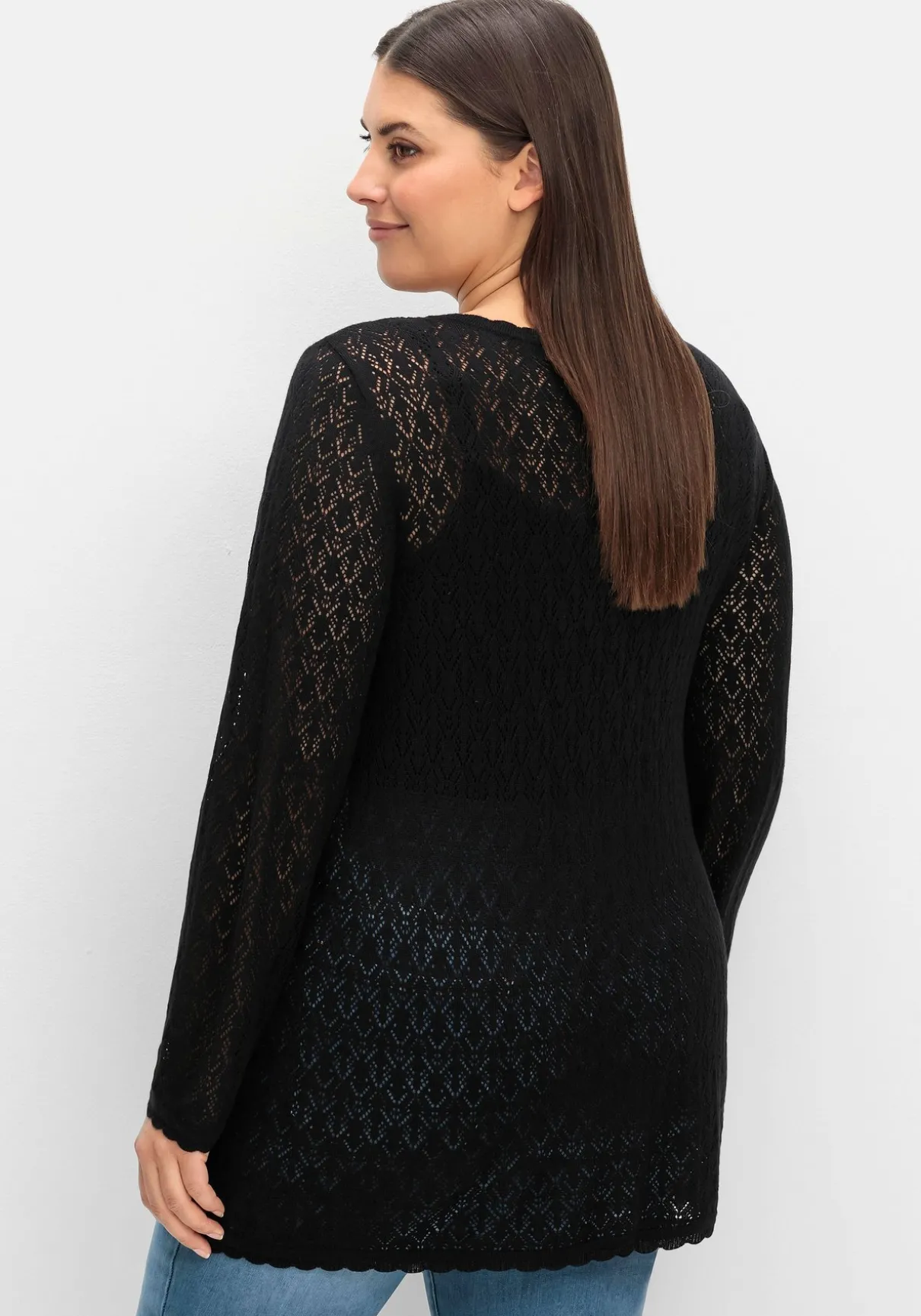 Pullover aus Ajourstrick, in leichter A-Linie