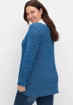 Pullover aus Bändchengarn, mit Krempelärmeln