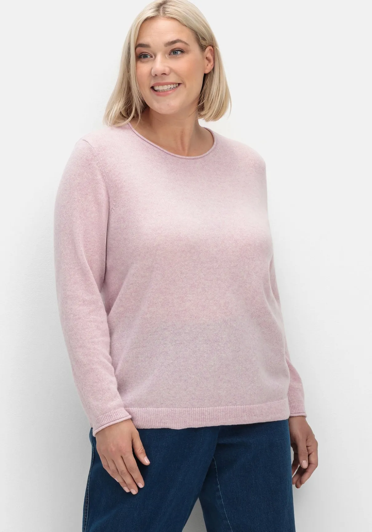 Pullover aus reinem Kaschmir, mit Rollkanten