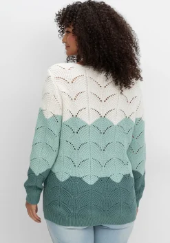 Pullover im Ajourstrick, mit Colourblocking