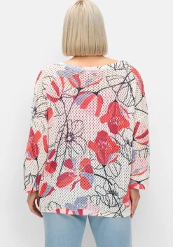 Pullover im Ajourstrick, mit Blumenmuster