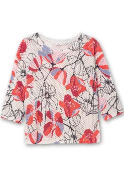 Pullover im Ajourstrick, mit Blumenmuster