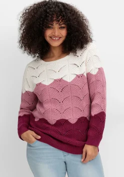 Pullover im Ajourstrick, mit Colourblocking