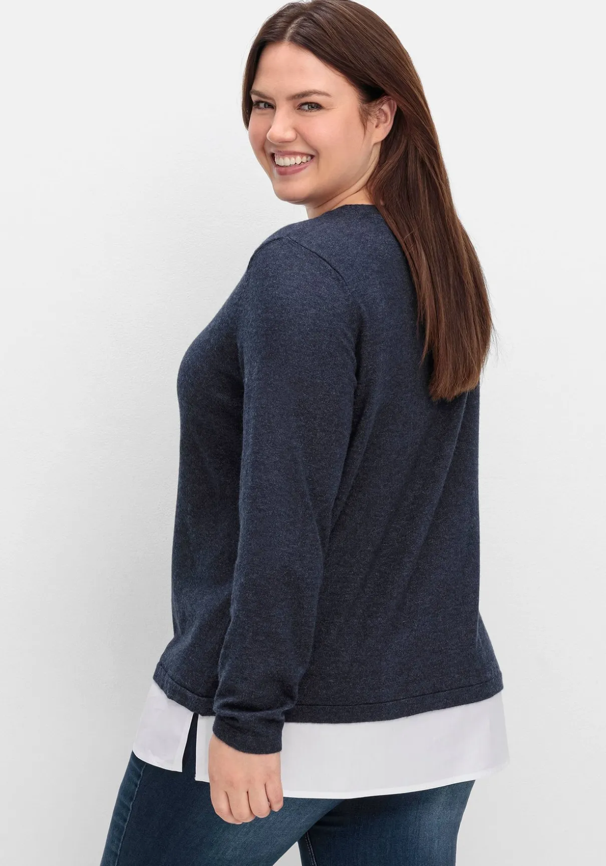 Pullover im Lagenlook, mit Blusenbesatz