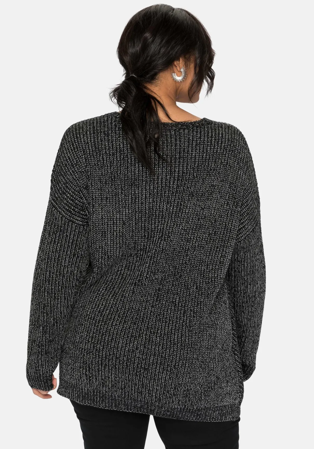 Pullover im Patentstrick, in melierter Optik