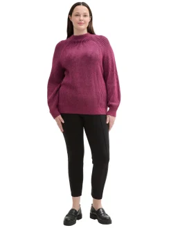 Pullover im Rippstrick, mit Stehkragen