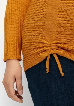 Pullover im Rippstrick, mit Raffung vorn