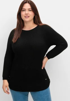 Pullover im Strukturstrick, mit Zierknöpfen seitlich